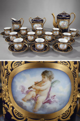 COFFEE SERVICE IN PORCELAIN IN THE SEVRES STYLE WITH MYTHOLOGICAL CHARACTERS