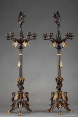 Pair of floor-standing candlesticks Restoration