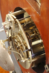 LARGE LYRE CLOCK IN ELM BURL AND BRONZE