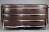 "ONDA" SOFA IN BROWN LEATHER, ZANOTTA