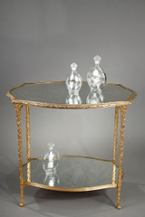 GUERIDON BAGUES EN BRONZE DORE ORNE DE MIROIRS GUERIDON BAGUES EN BRONZE DORE ORNE DE MIROIRS