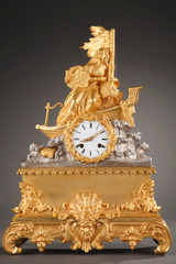 ROMANTIC CLOCK REPRESENTING VIRGINIA ON THE SHIP BRINGING HER BACK TO ILE DE FRANCE