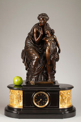 GROUP IN BRONZE VENUS AND ADONIS AND CLOCK IN MARBLE NAPOLEON III PERIOD