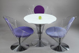 SET OF THREE WIRE CONE CHAIRS AND TABLE BY VERNER PANTON