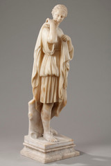 ALABASTER SCULPTURE : ARTEMIS CALLED DIANE DE GABIES