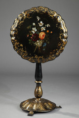 TILTING GUERIDON IN WOOD AND LACQUERED CARDBOARD, NAPOLEON III PERIOD