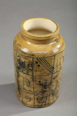 ENAMELED CERAMIC CYLINDRICAL VASE BY JACQUES BLIN (1920-1995)