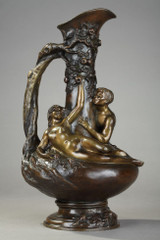 EAGUIERE IN PATINATED BRONZE "LA TENTATION" BY EUGENE-VICTOR CHERRIER, ART NOUVEAU PERIOD