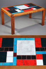 TABLE BASSE EN ORME MASSIF ET CARREAUX DE CERAMIQUE DE PIERRE CHAPO TABLE BASSE EN ORME MASSIF ET CARREAUX DE CERAMIQUE DE PIERRE CHAPO