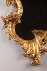 VENITIAN GILDED WOOD MIRROR WITH BRACKETS, 18TH CENTURY