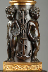 PAIR OF CANDLESTICKS "AUX DAUPHINS", 19TH CENTURY