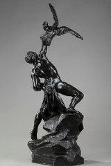 STATUE EN BRONZE "HOMME AUX FAUCONS" DE LOUIS BARALIS (1862-1940)