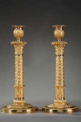 PAIR OF RESTORATION TORCHES IN THE STYLE OF THE TRAJAN COLUMN