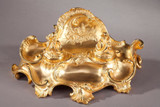 ROCAILLE-STYLE GILDED BRONZE PENHOLDER