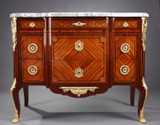 COMMODE EN BOIS MARQUETE DE STYLE TRANSITION, XIXE SIECLE COMMODE EN BOIS MARQUETE DE STYLE TRANSITION, XIXE SIECLE