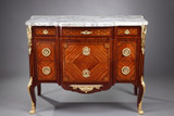 COMMODE EN BOIS MARQUETE DE STYLE TRANSITION, XIXE SIECLE COMMODE EN BOIS MARQUETE DE STYLE TRANSITION, XIXE SIECLE