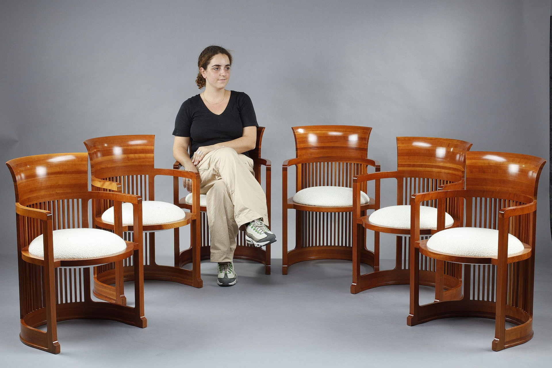 Barrel Chairs 600, Frank Lloyd Wright and Cassina 1986