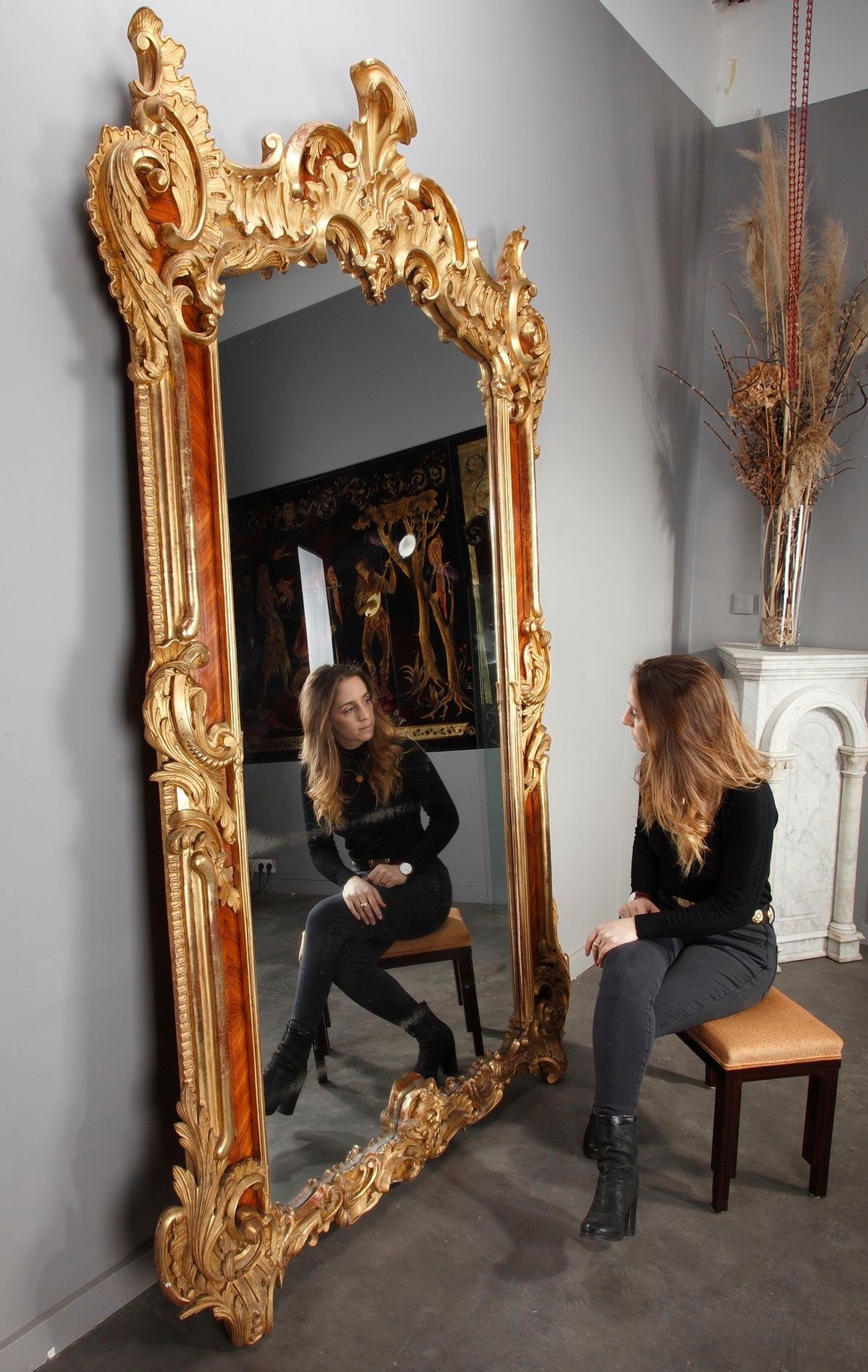 Ancien miroir Louis XV en bois