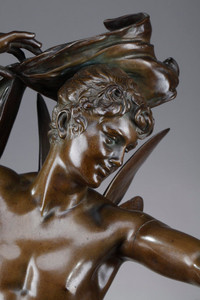 BRONZE STATUE, "L'HOMME AILE", SIGNED EUGENE MARIOTON