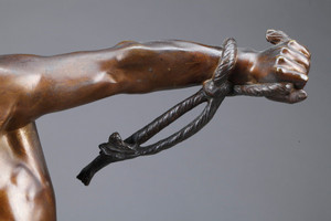 Bronze sculpture of "The Prisoner" signed Edouard Drouot