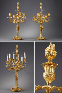 Paire de candélabres en bronze doré