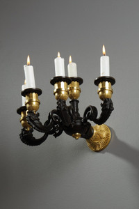 Bronze wall lamp with patina and gilding