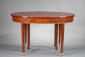 DIRECTOIRE-STYLE OVAL TABLE WITH MAHOGANY VENEER EXTENSIONS