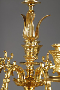 PAIR OF CANDELABRAS IN GILDED BRONZE