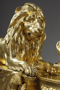 Sculpture avec des lions