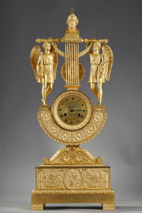 Empire ormolu lyre clock