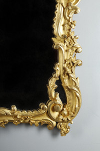 Large Louis Xv style gilded wood scrolled MIRROR with glazing beads