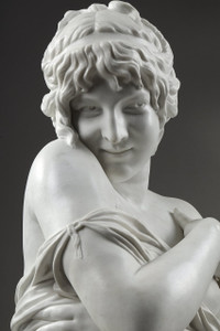 Buste de femme en marbre, XIXe siècle