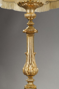 Lampe à fût balustre en bronze doré