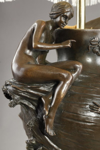 Lampe Art Nouveau en bronze 19ème