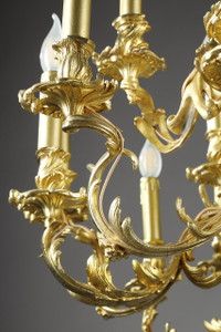 19th century Napoleon III bronze chandelier