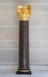 Granite and gilt bronze column