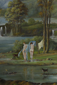 Panoramic painting of bathers