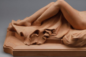 Terracotta of a reclining woman