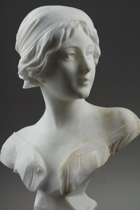 Alabaster bust of a young woman