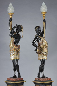 Couple de Nubiens porte-torchère