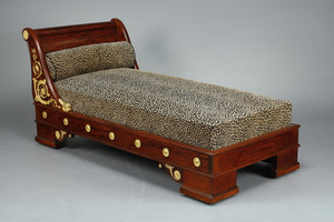 Mahogany bed with gilded bronzes