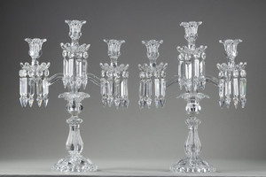 Pair of three-arm candlesticks