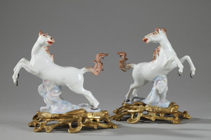 Paire de chevaux en porcelaine manufacture SAMSON