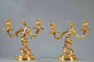 PAIR OF LOUIS XV STYLE CANDLESTICKS