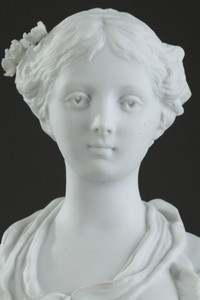 BISCUIT SCULPTURE "YOUNG GIRL WITH A BROKEN JUG", 19TH CENTURY            