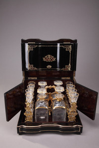 NAPOLEON III LIQUEUR CELLAR IN EBONY AND BRASS INLAYS