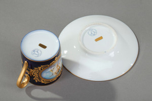 COFFEE SERVICE IN PORCELAIN IN THE SEVRES STYLE WITH MYTHOLOGICAL CHARACTERS