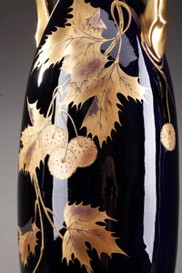 Vase Art nouveau bleu or