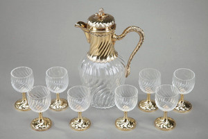 Aiguière et verres style Louis XV