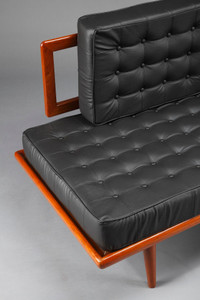 Scandinavian black leather sofa